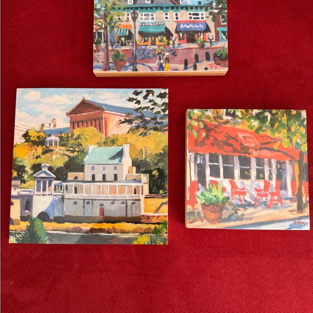Vibrant Cityscape Art Painting Trio